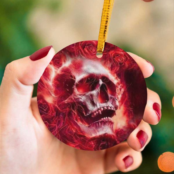 Love Eternal Flame Skull Horror Ceramic Ornament