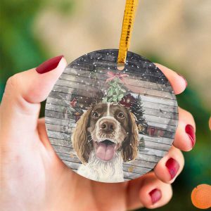 Merry Christma Springer Spaniel Ceramic Ornament