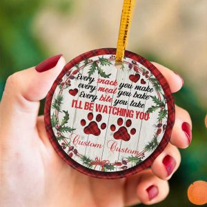 Personalized Paws I'll Be Watching You Dog Custom Name Ceramic Ornament