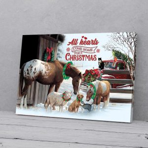 All Hearts Come Home For Christmas Animals Canvas Prints Wall Art Decor