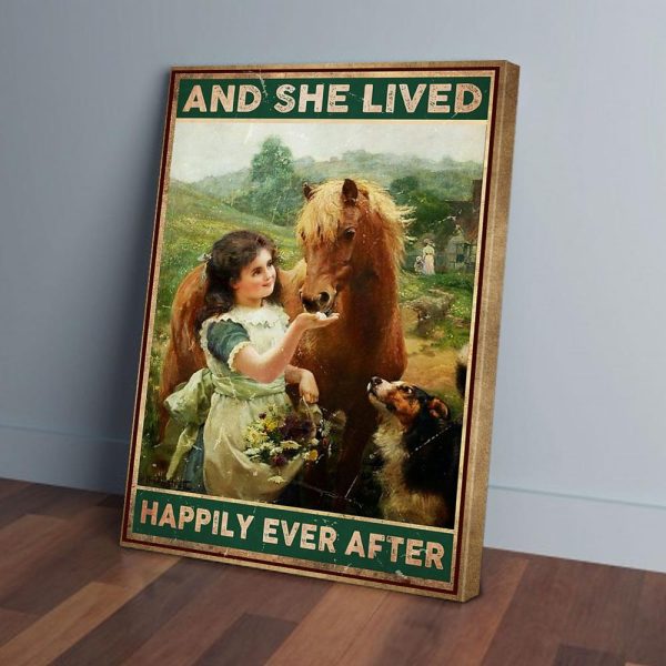 And She Lived Happily Ever After Horse And Dog Canvas Prints Wall Art Decor