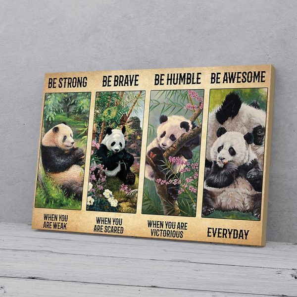 Be Strong Be Brave Be Humble Be Awesome Panda Horizontal Canvas Prints Wall Art Decor