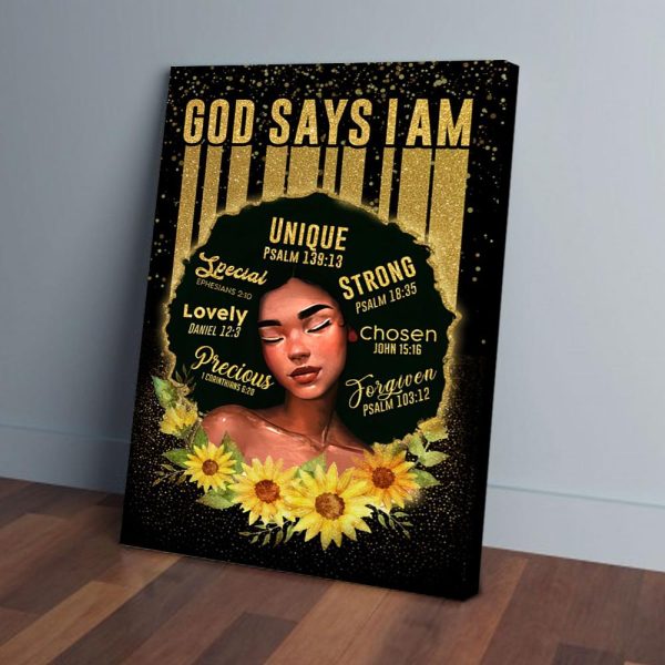 Black Girl God Says I Am Unique Canvas Prints Wall Art Decor