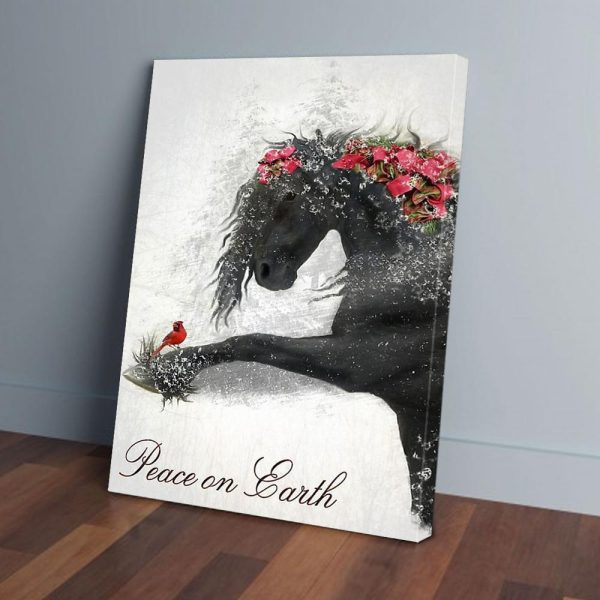 Black Horse Peace On Earth Canvas Prints Wall Art Decor