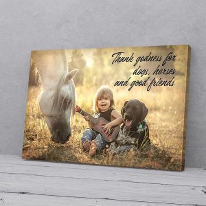 Dogs Horses And Good Friends Horizontal Canvas Prints Wall Art Decor