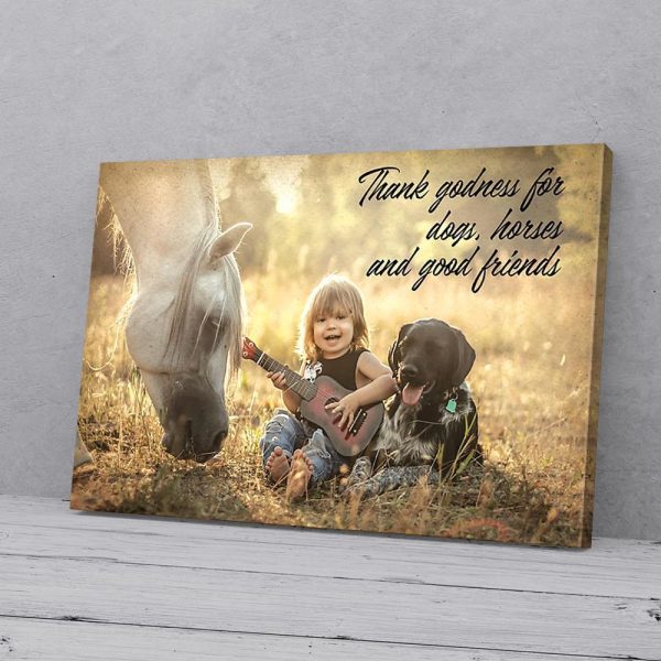 Dogs Horses And Good Friends Horizontal Canvas Prints Wall Art Decor