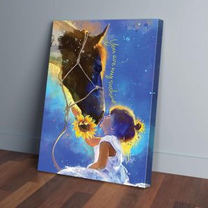 Little Girl With Horse You're My Sunshine Canvas Prints Wall Art Decor