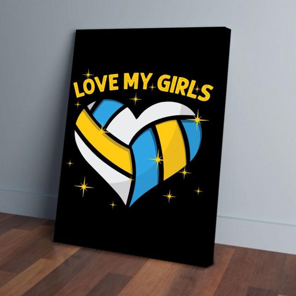 Love My Girls Heart Volleyball Canvas Prints Wall Art Decor