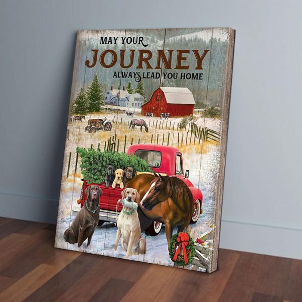 May Your Journey Always Lead You Home Horse Dog Canvas Prints Wall Art Decor