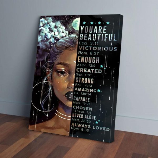 Moon Black Girl You're Beautiful Canvas Prints Wall Art Decor