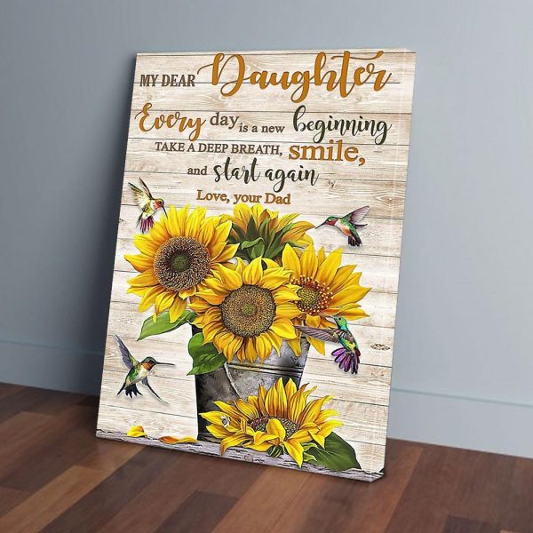 My Dear Daughter Sunflower Hummingbird Dad Canvas Prints Wall Art Decor