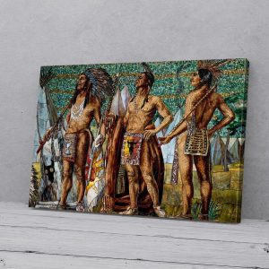 Native American Man Mosaic Canvas Prints Wall Art Decor