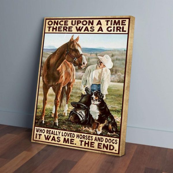 Once Upon A Time There Was A Girl Loved Dogs And Horses Cowgirl Canvas Prints Wall Art Decor