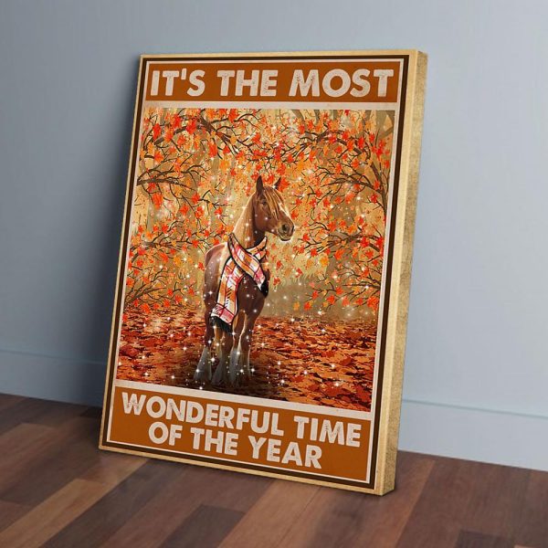 The Most Wonderful Time Of The Year Autumn Horse Canvas Prints Wall Art Decor