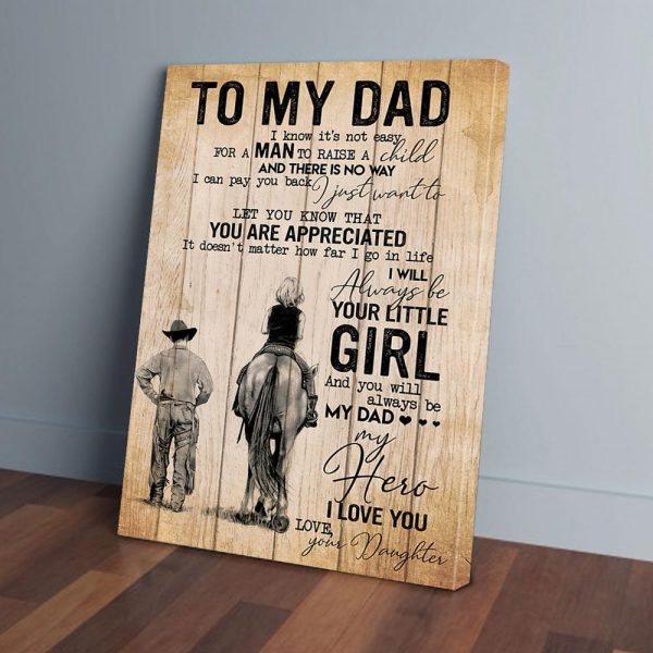 To My Dad Daughter Riding Horse Canvas Prints Wall Art Decor