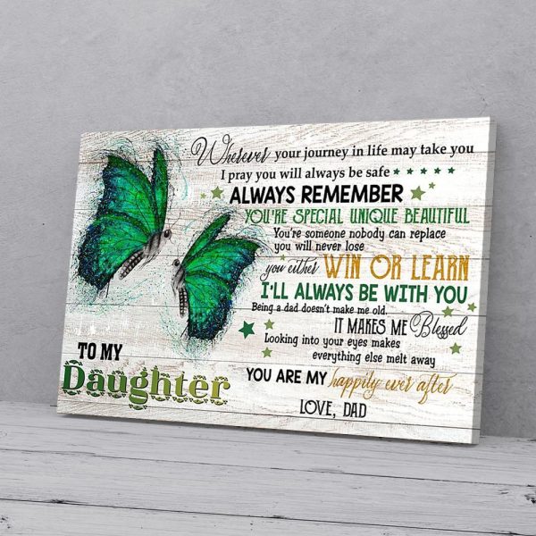 To My Daughter Dad Butterfly Canvas Prints Wall Art Decor