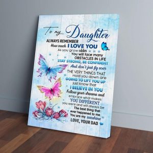 To My Daughter Dad Butterfly Canvas Prints Wall Art Decor