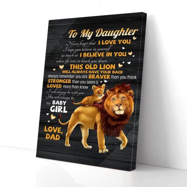 To My Daughter Dad Lion Canvas Prints Wall Art Decor