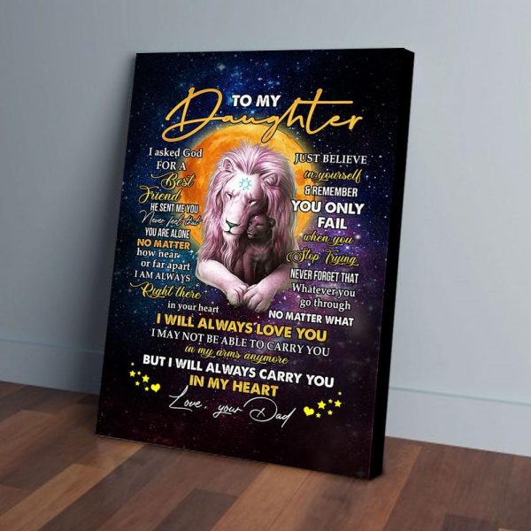 To My Daughter Dad Lion Canvas Prints Wall Art Decor