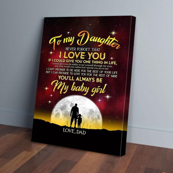 To My Daughter Dad Moon Canvas Prints Wall Art Decor