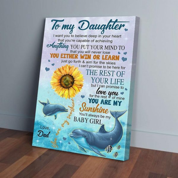 To My Daughter Dad Sunflower Canvas Prints Wall Art Decor