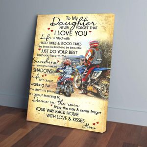 To My Daughter Mom Biker Canvas Prints Wall Art Decor