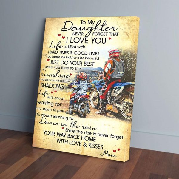 To My Daughter Mom Biker Canvas Prints Wall Art Decor