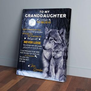 To My Granddaughter Grandpa Wolf Canvas Prints Wall Art Decor