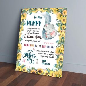 To My Mommy Daughter Elephant Canvas Prints Wall Art Decor