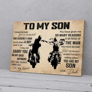 To My Son Dad Biker Canvas Prints Wall Art Decor