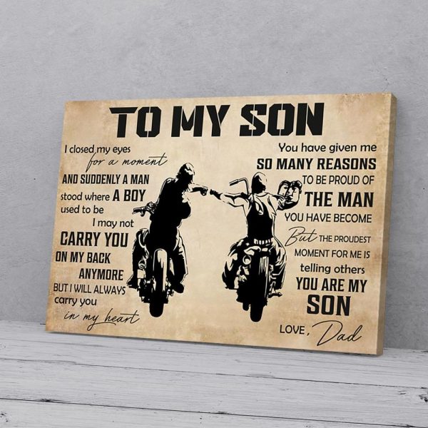 To My Son Dad Biker Canvas Prints Wall Art Decor