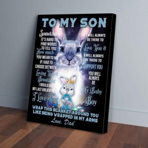 To My Son Dad Rabbit Canvas Prints Wall Art Decor