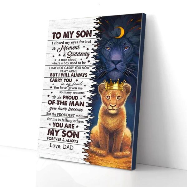 To My Son Lion Dad Vertical Canvas Prints Wall Art Decor