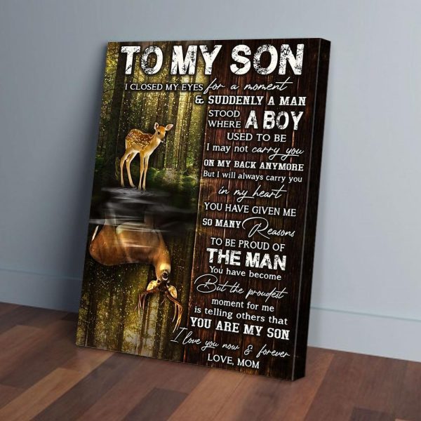 To My Son Mom Deer Canvas Prints Wall Art Decor