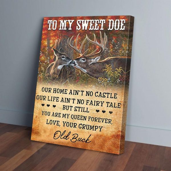 To My Sweet Doe Old Buck Love Canvas Prints Wall Art Decor